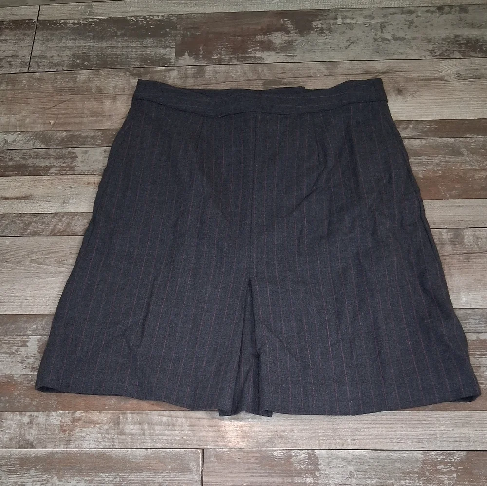 Lilly Pulitzer Pinstripe Wool Skirt Charcoal Gray Pink Pleated Lined Sz 6